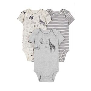 Carter's Preemie 0M Bodysuit Onepiece‎ Set 3pc Neutral Animals Giraffe Baby NEW